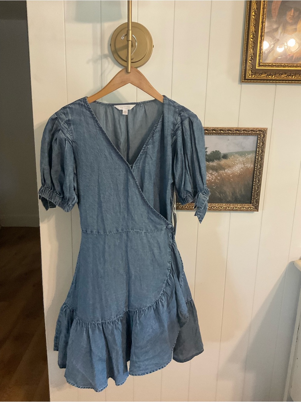 LC Lauren Conrad Light Blue Denim Wrap Mini Dress